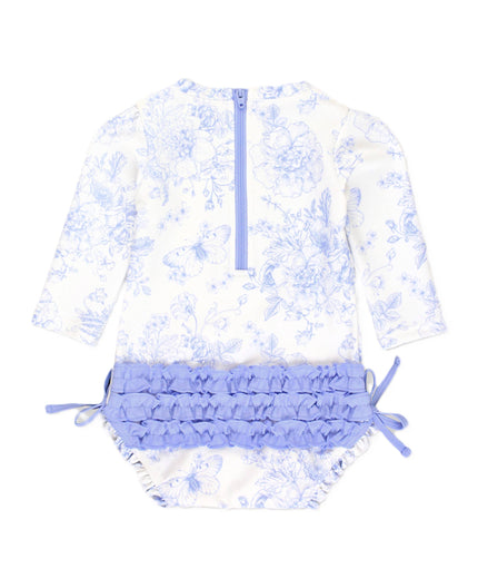 Periwinkle Butterfly Garden Long Sleeve One Piece Rash Guard