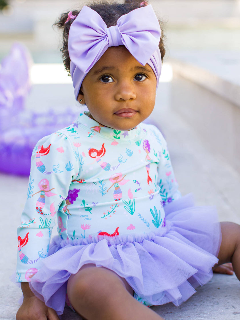 Mermaid Princess Tulle Skirted One Piece Rash Guard