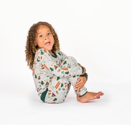 Ski Day Winter Two-Piece Bamboo Long Sleeve Kids Pajamas