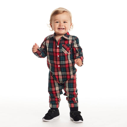 Infant Plaid Shirtall | Red