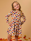 Girls Maple Blossoms Knit Long Sleeve Twirl Dress