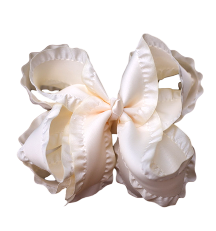 Cream Double Ruffle Hair Bow