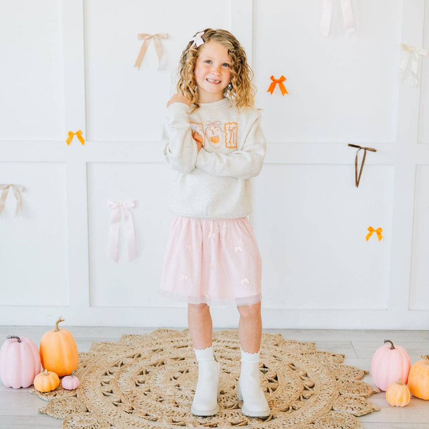 Pumpkin Embroidered Bow Clip - Hair Bows - Hair Accessories