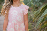 Kids Bella Dusty Pink Daisy Flutter Sleeve Ruffles Dress