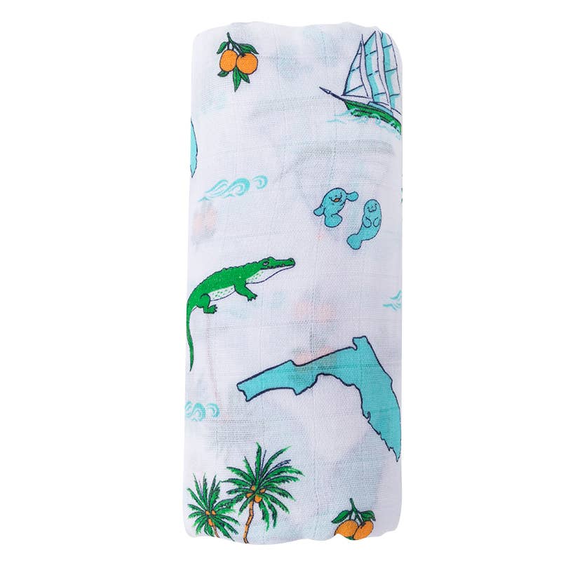 Blue Florida Swaddle Blanket