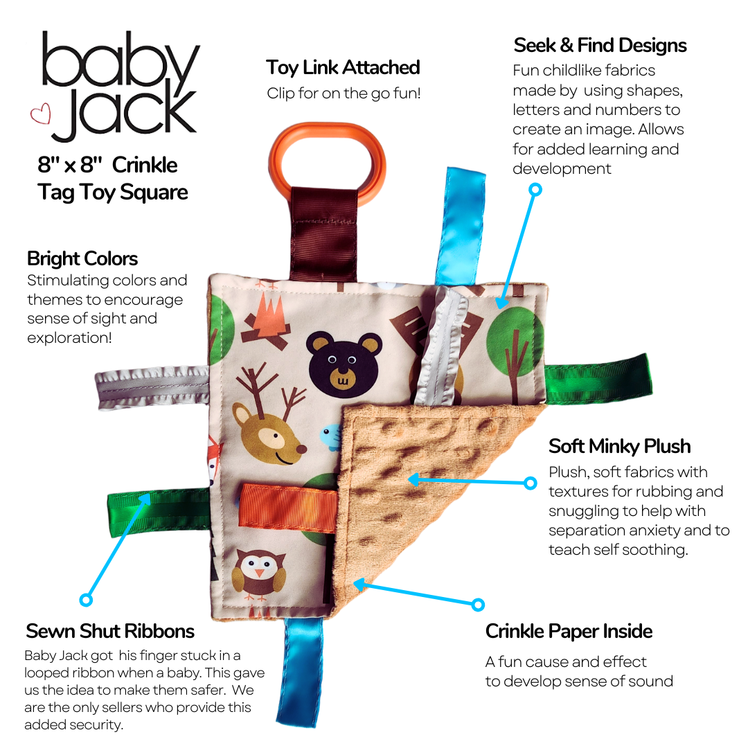 Crinkle Tag Sensory Toy-Forest Fox Bear Woodland
