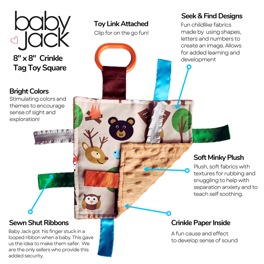 Crinkle Tag Sensory Toy-Forest Fox Bear Woodland