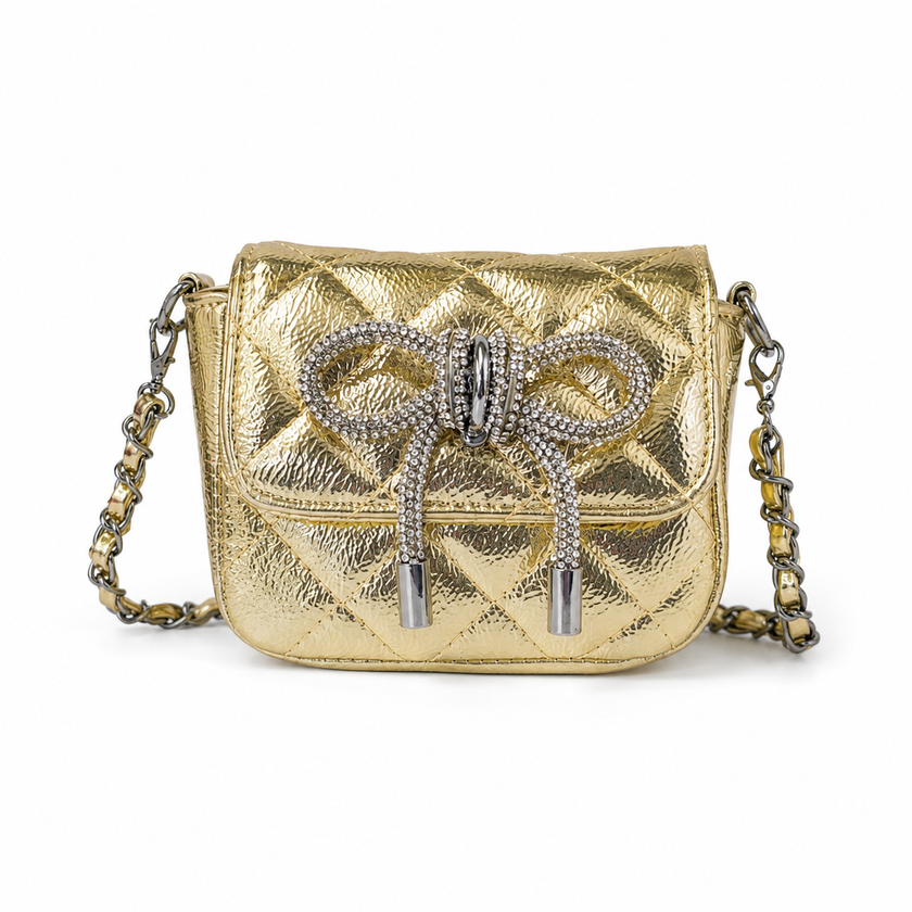 Kids Quilted Bow Crossbody Handbag