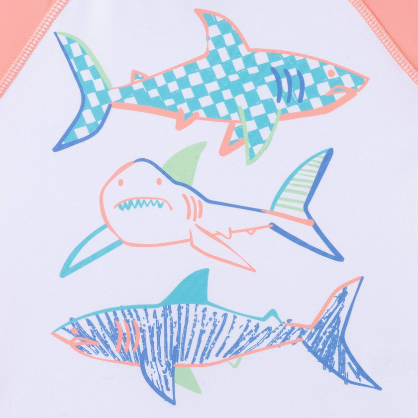Boys Short Sleeve Rashguard Set | Shark Sketches
