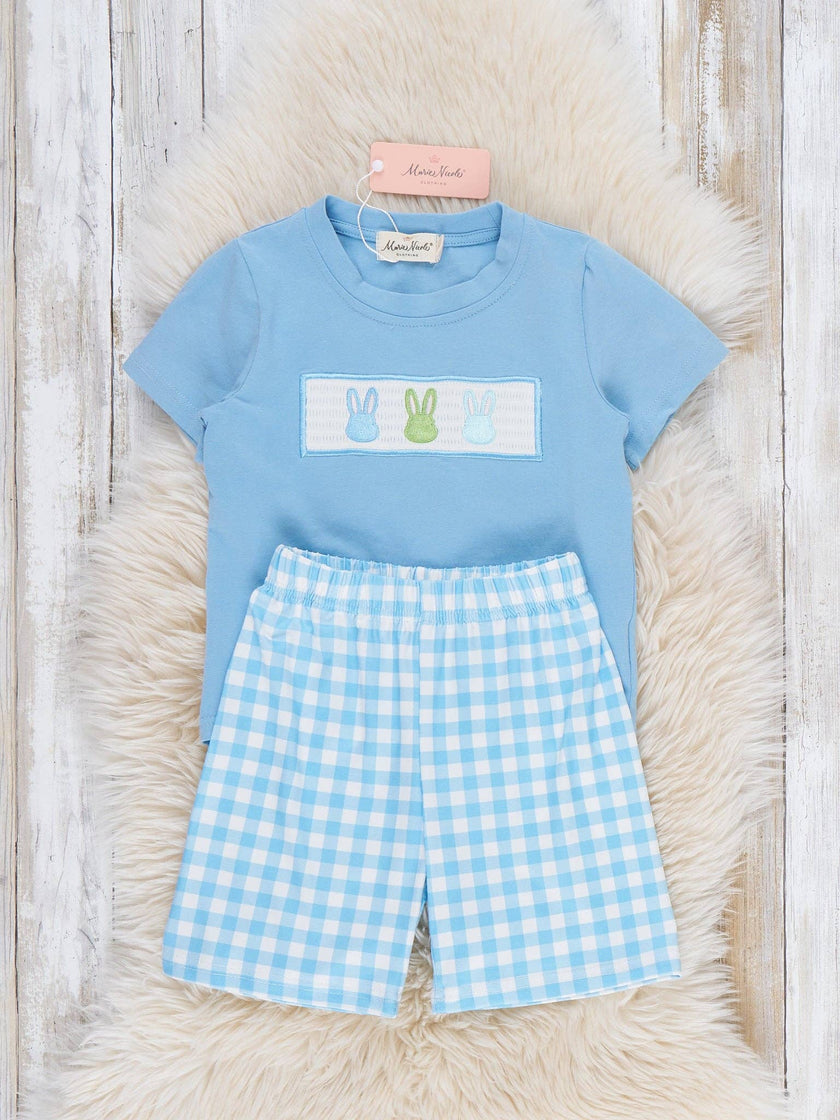 Bunny Lineup Gingham Smocked Outfit
