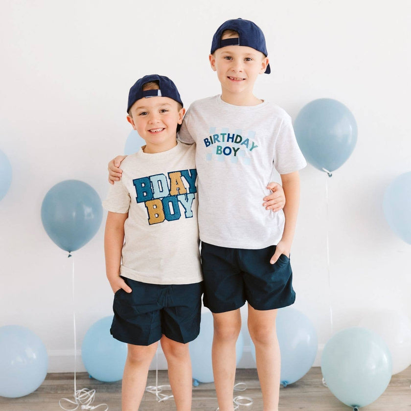 Birthday Boy Patch Short Sleeve T-Shirt - Kids Clothing