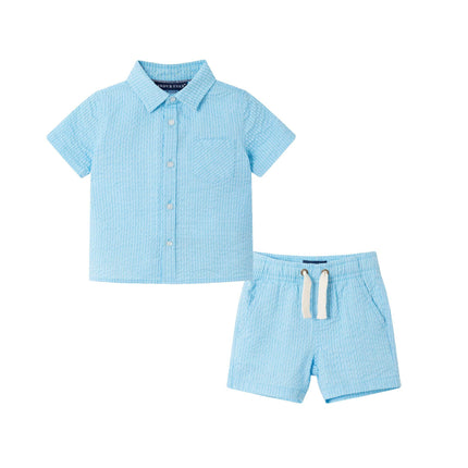 Infant Buttondown & Short Set | Bel Air Blue