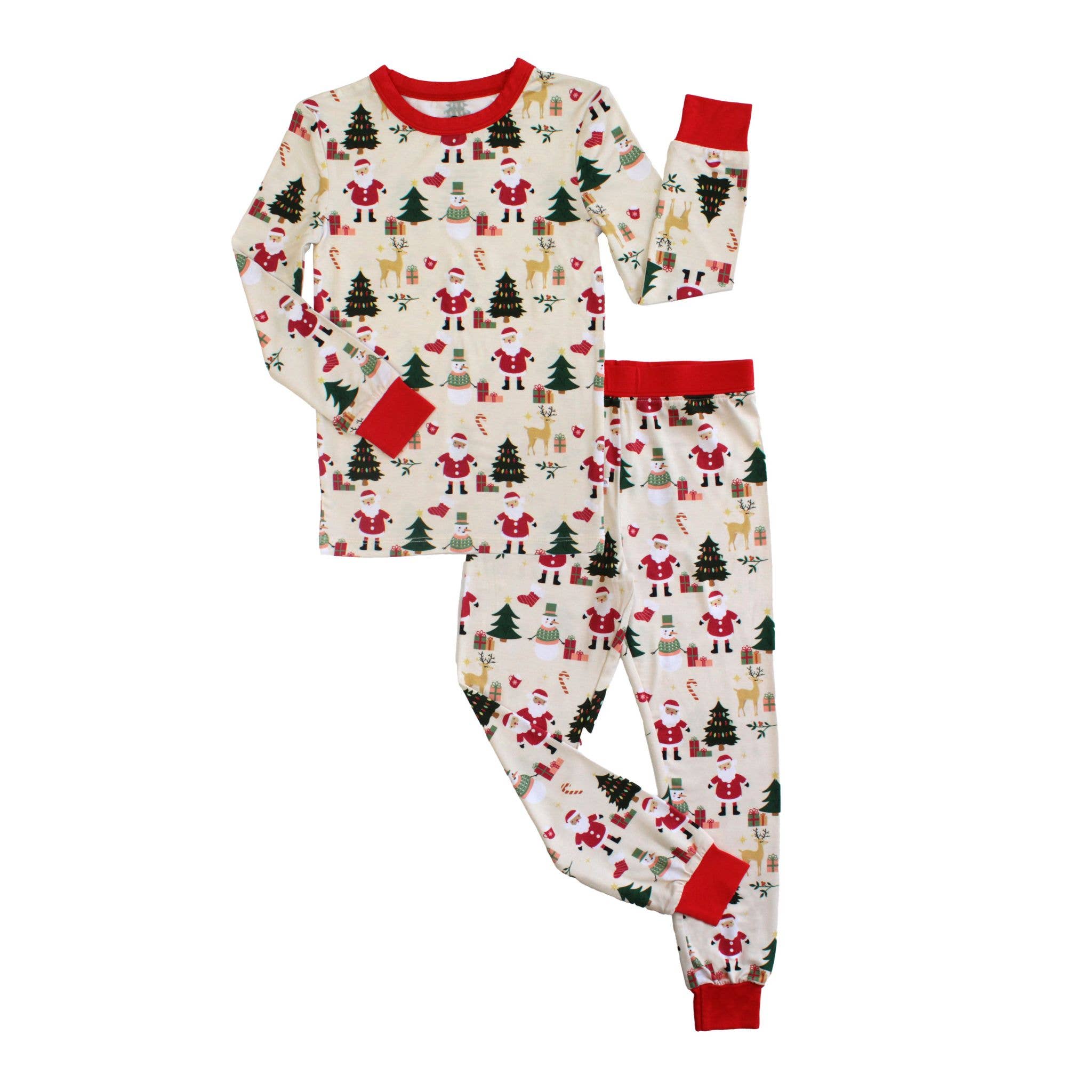 Cozy Christmas Bamboo Long Sleeve Kids Pajama Pants Set