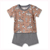 Wild Wrangler/Brown Western Bamboo Cotton Boys' Short Set