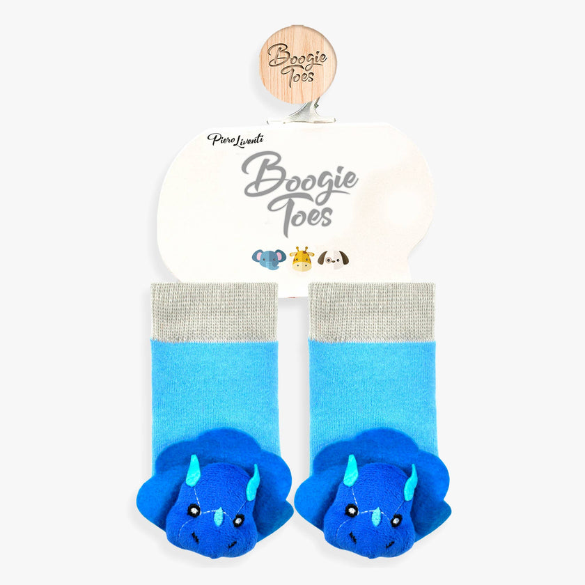 Blue Triceratops Dinosaur Rattle Socks