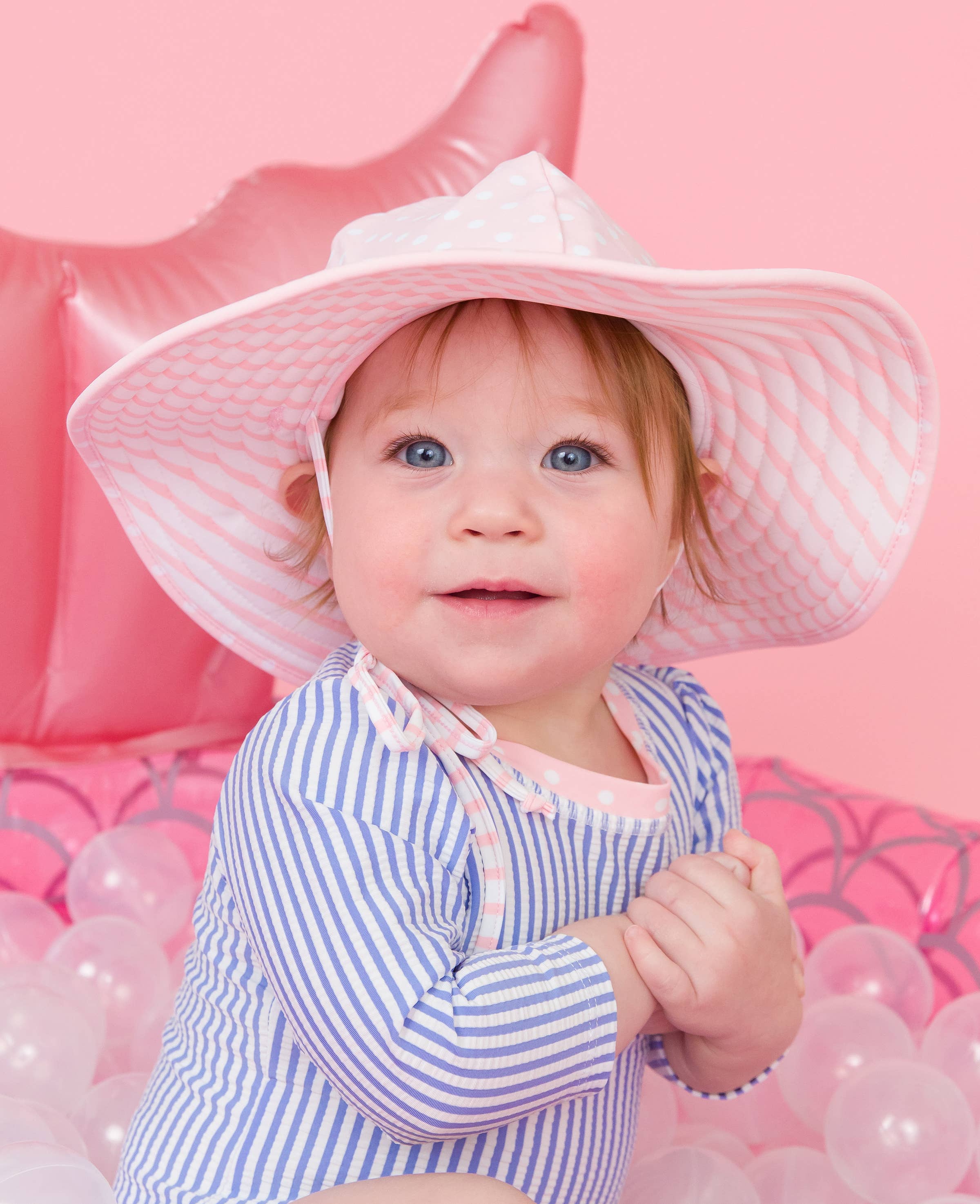 Girls Pink Polka Dot Swim Hat