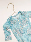 Blue Monstera Newborn Bamboo Knotted Gown