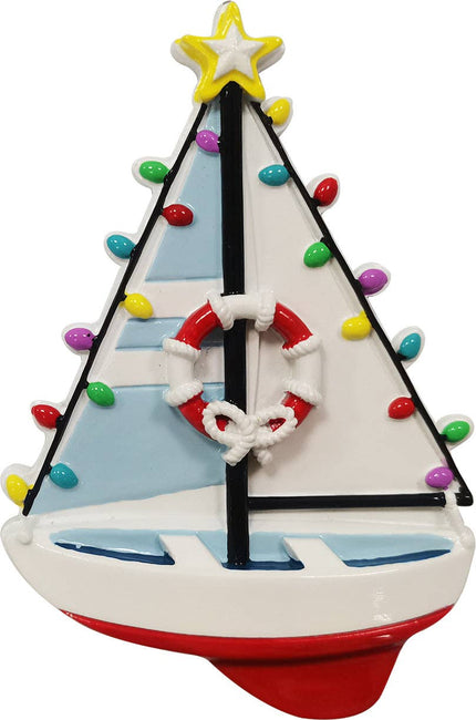 Festive Sailboat Personalized Ornament