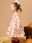 Girls Thanksgiving Turkey Gobble Knit Long Sleeve Twirl Dress