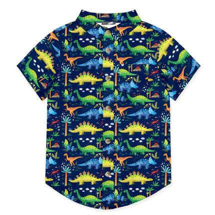 Boys Navy Dino Jungle Short-Sleeve Button-Up