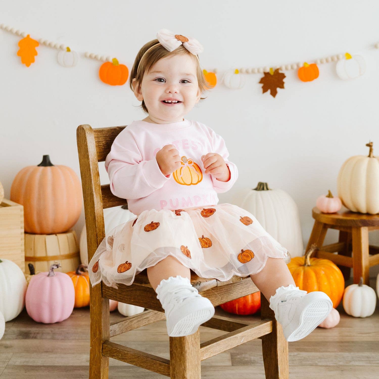 Pumpkin Tulle Bow Baby Headband - Hair Accessories - Fall