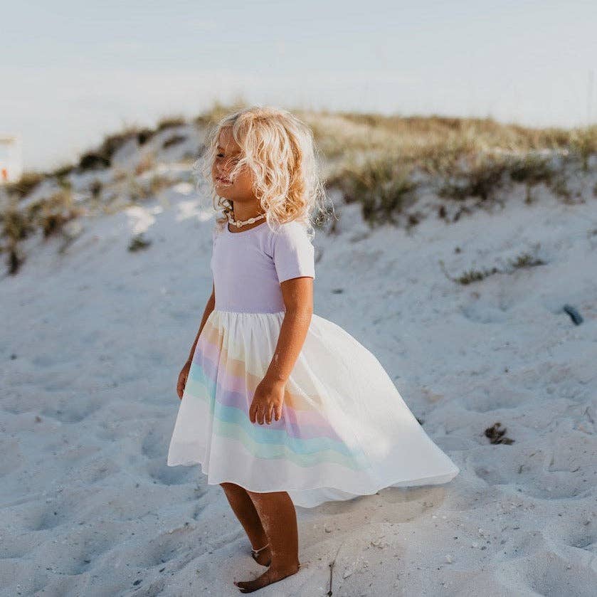 Kids Lavender Pastel Rainbow Hi Lo Spring Easter Dress