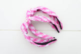 Pink Gingham Pearl Headband