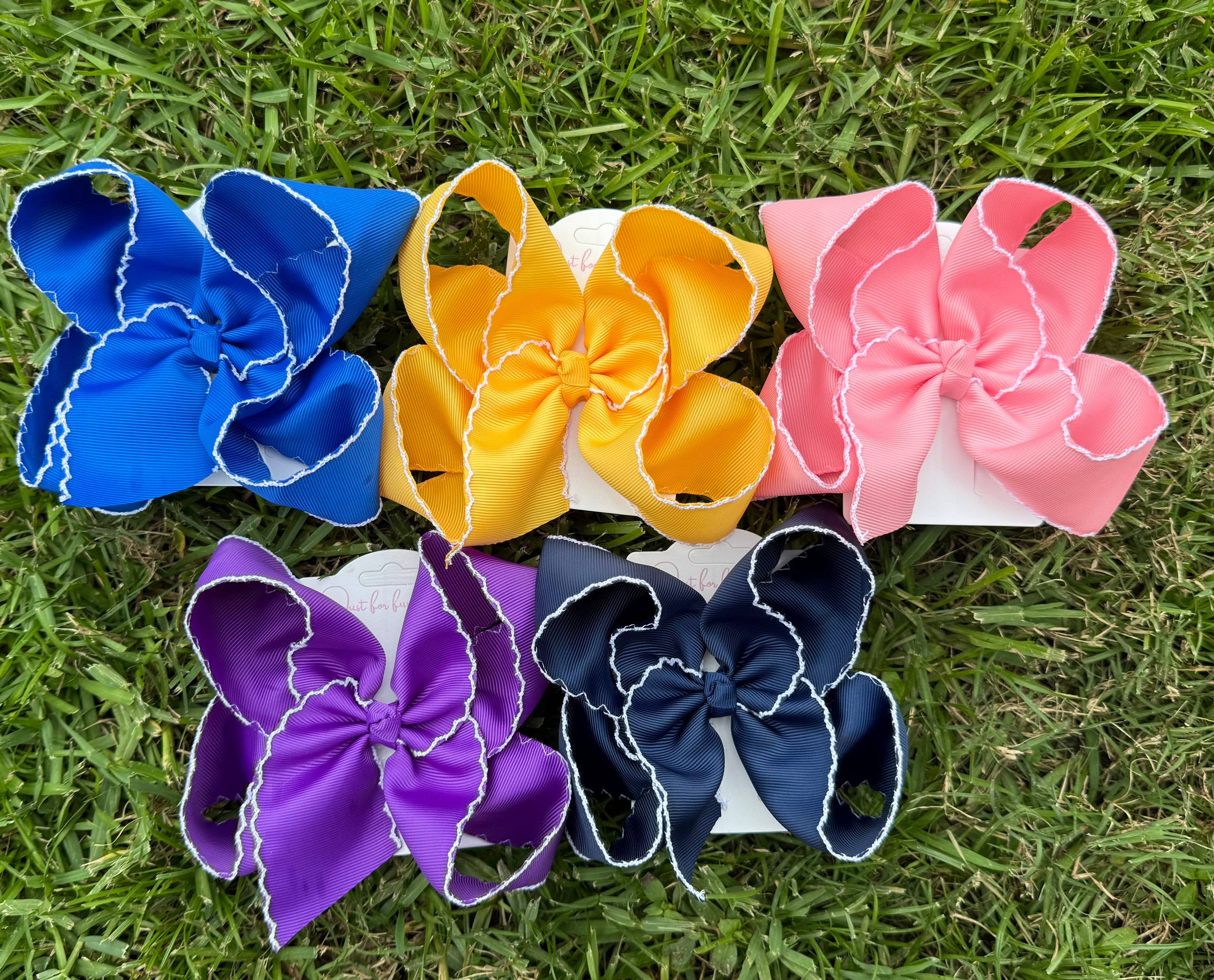 Extra Fun Solid Moonstitch Hair Bows (6in)