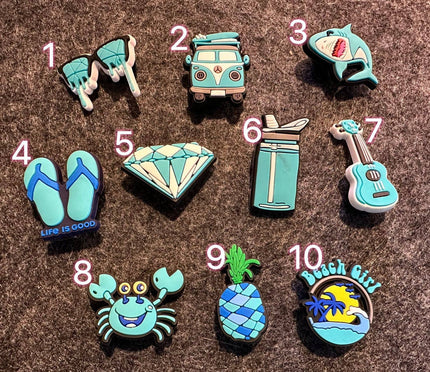 Blue Theme Beach Shoe Charms