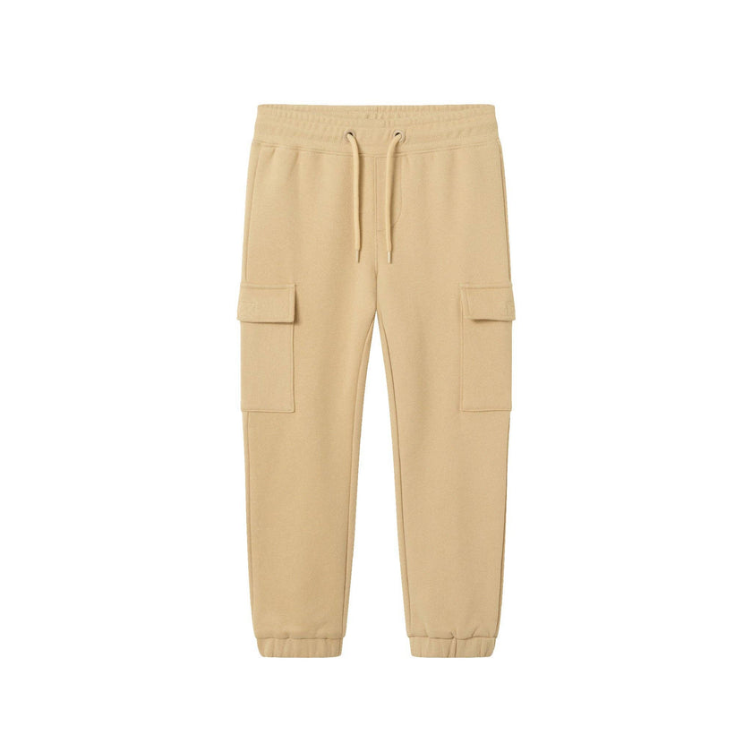 Kids Hooded Patch Sweatshirt & Pant Set | Beige Bulldog
