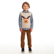 Kids Sweater Vest Holiday Set | Beige Reindeer