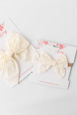 Classic Hair Bow - Cream Eyelet