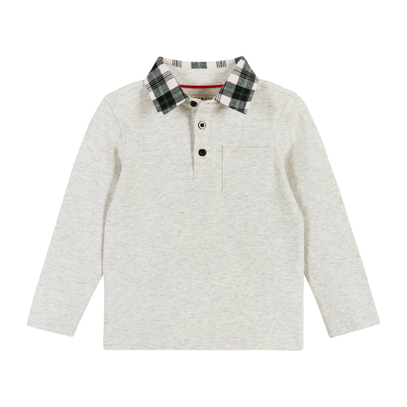 Holiday Polo W/Corduroy Pants - Heather Cream