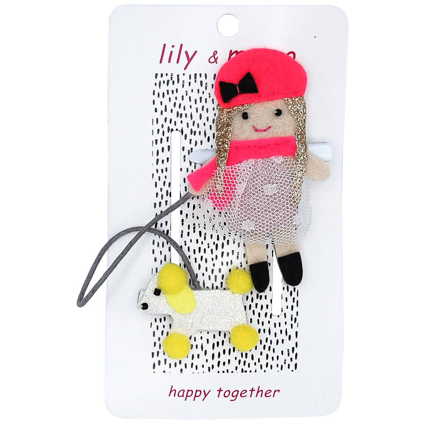 French Gal & Poodle Pal Kids Handmade Hair Clips- Multi