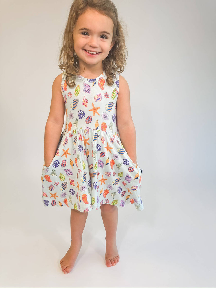 Seashells Bamboo Sleeveless Pocket Dress