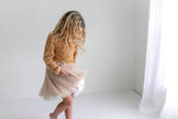 Kids Sequin Champagne Holiday Fancy Sparkle Tulle Dress