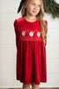 Kids Embroidered Santa Smocked Velvet Holiday Dress