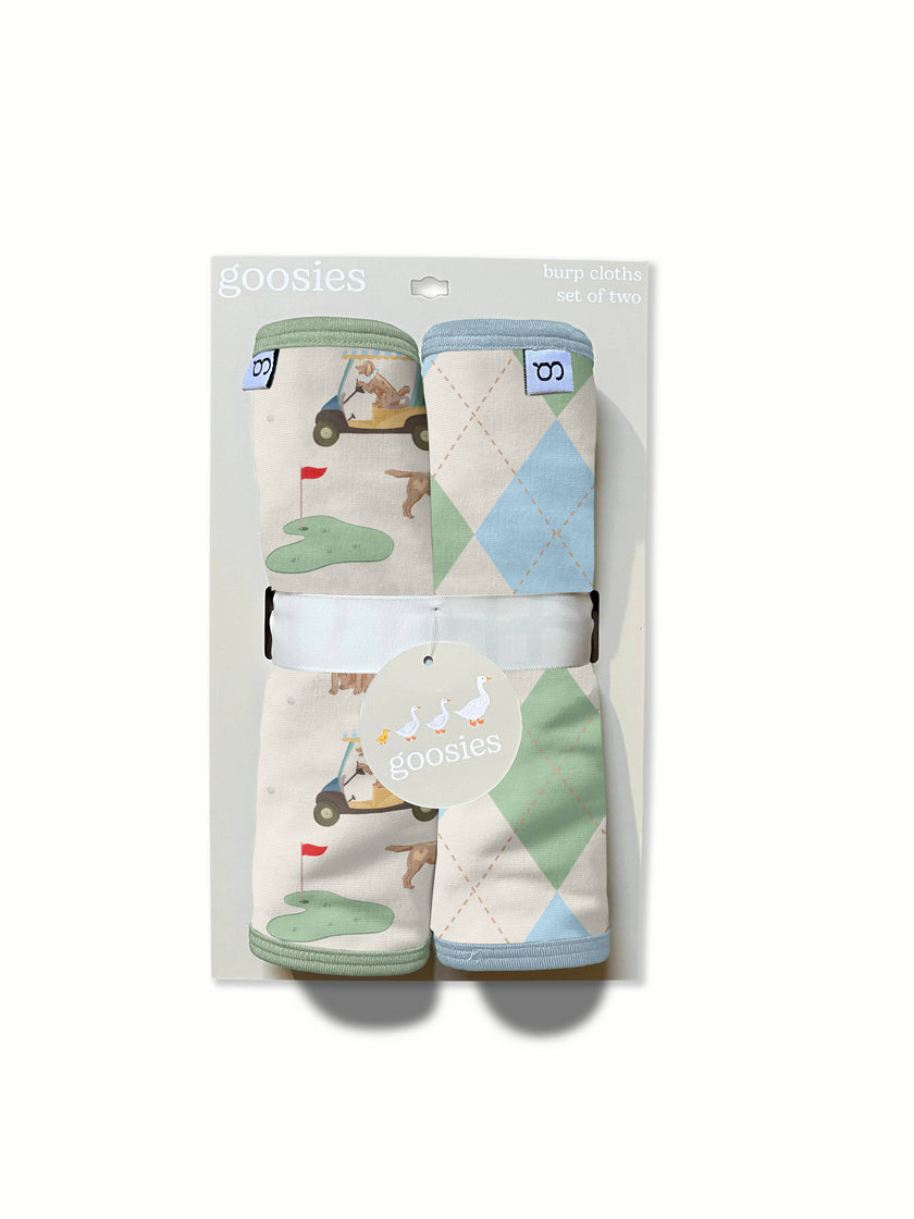 Barks & Birdies (Golf Dogs) Burp Cloth Set