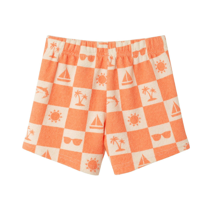 Infant Printed Terry Set | Orange Check
