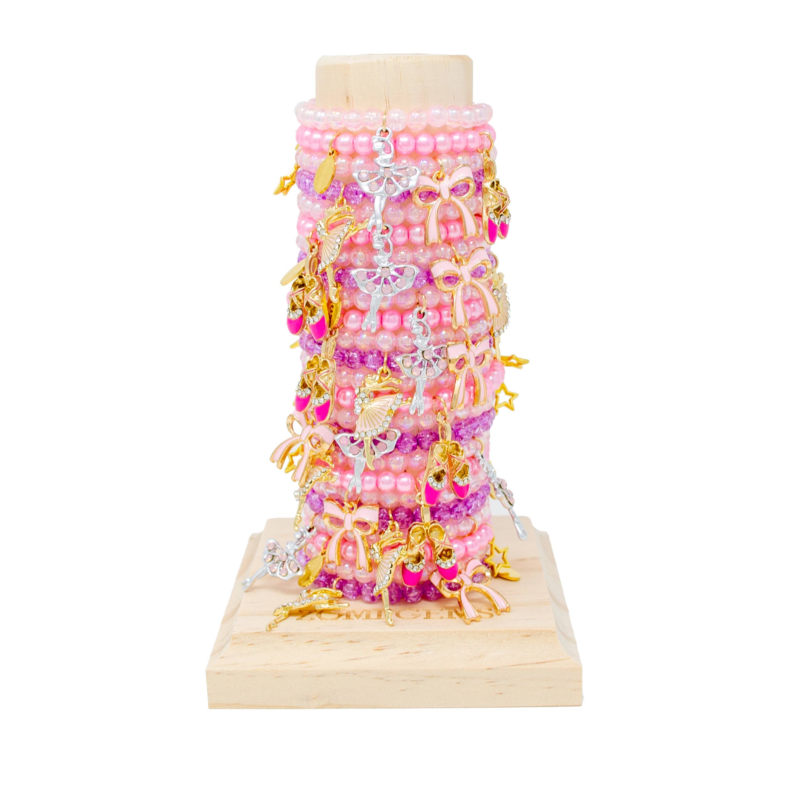 Pink & Purple Ballet Bead Bracelet Tower