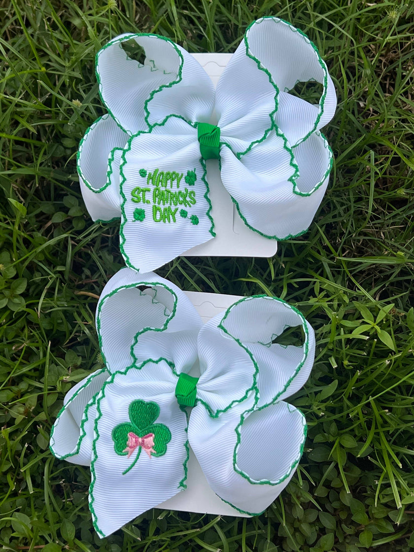 Shamrock Embroidered Hair Bow