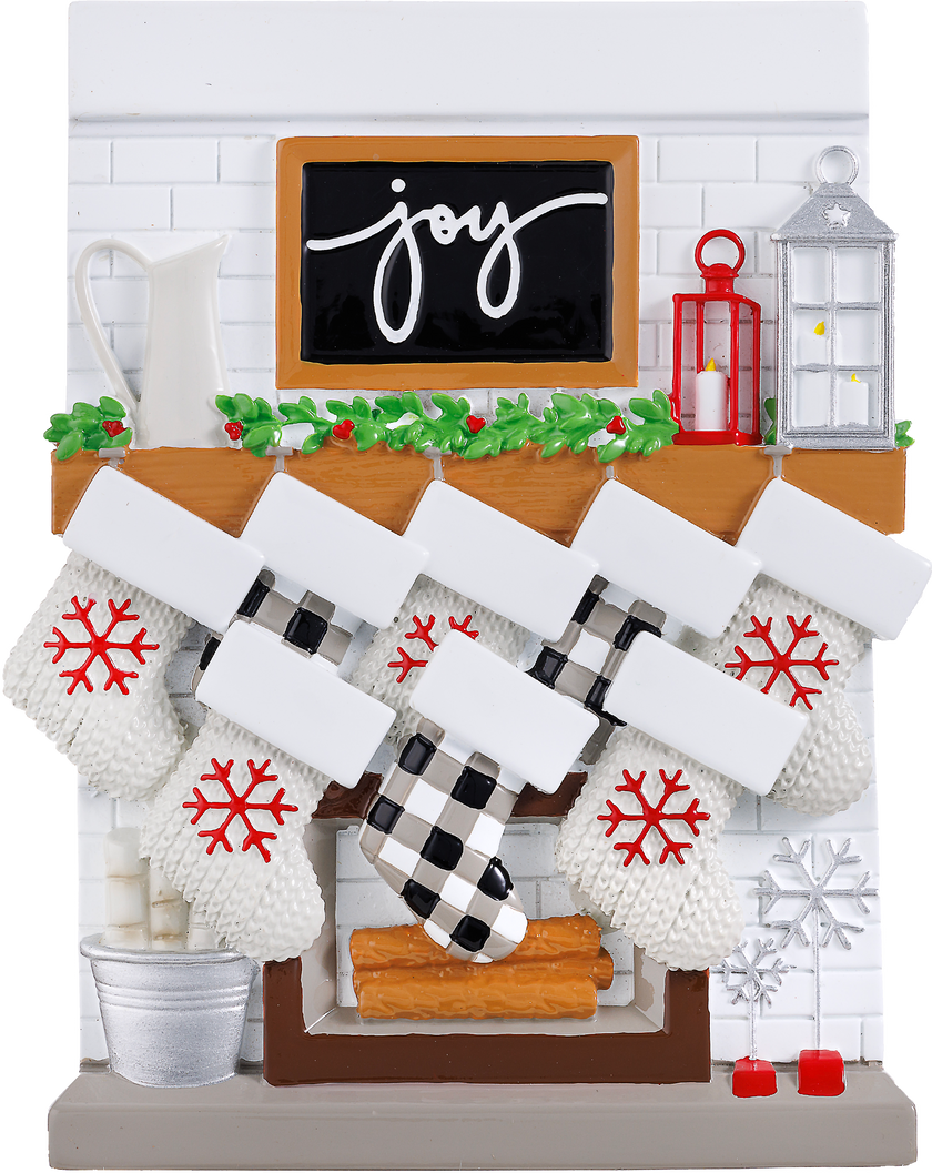 Fireplace Mantle Family Personalized Ornament