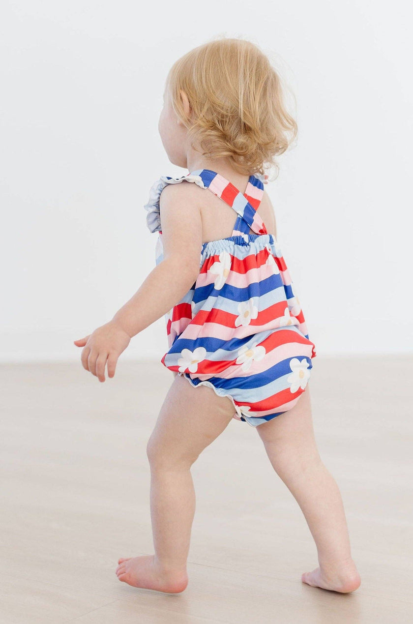 July Vibes Ruffle Cross Back Romper