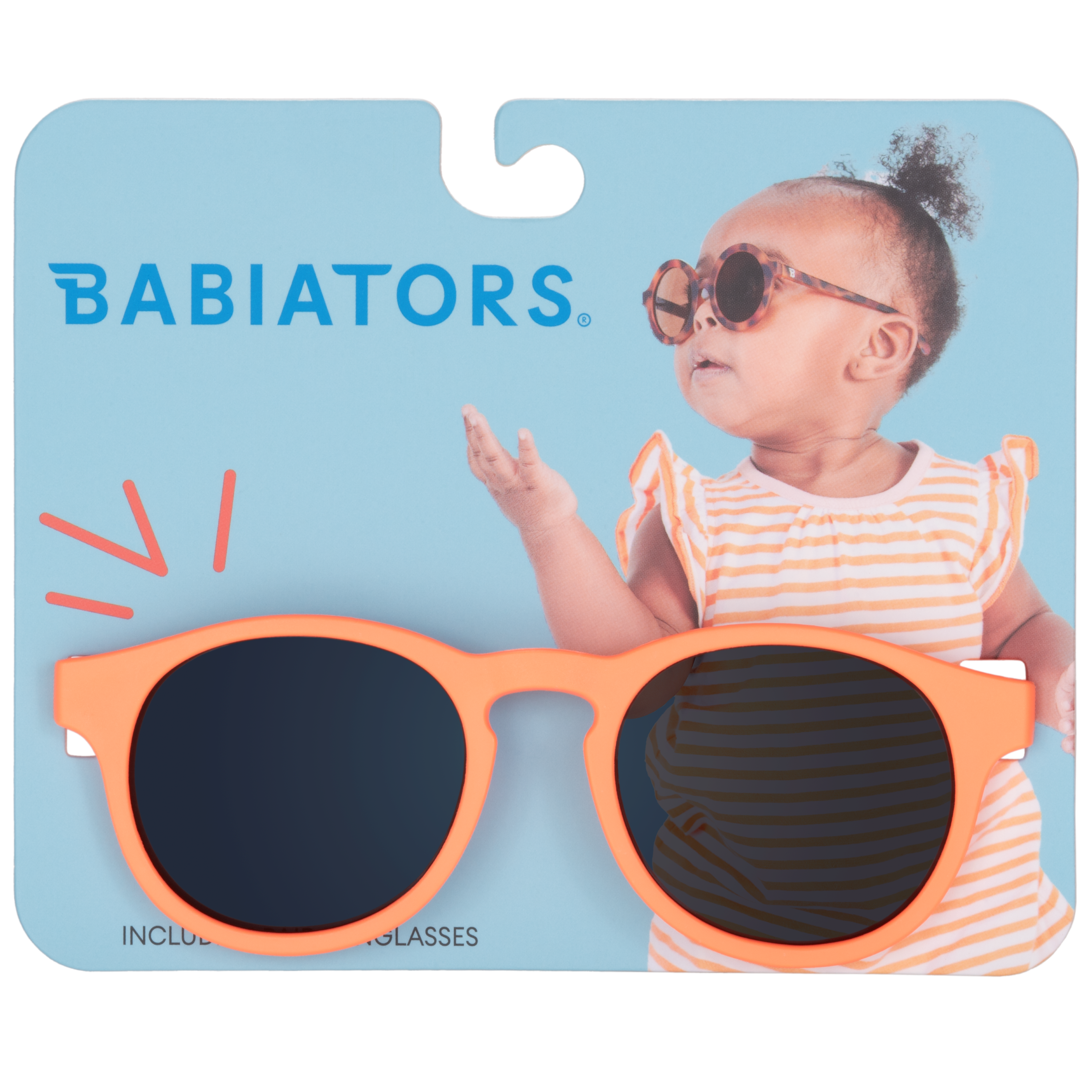 Vivid Neon Orange Keyhole Sunglasses on Peggable Hangtag