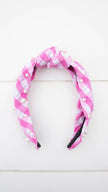 Pink Gingham Pearl Headband