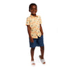 Boys Toddler Short Sleeve Orange Turtle Button-down Shirt