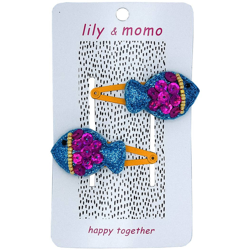 Shiny Fish Hair Clips- Shiny Blue