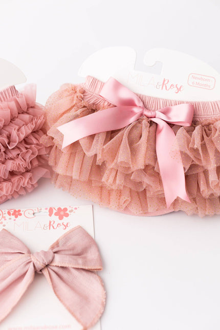 Vintage Pink & Gold Glitter Ruffle Tutu Bloomer