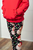 Kids Santa Pocket Ruffle Hoodie Shirt & Leggings Winter Set