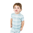 Blue Plaid Two-Piece Bamboo Short Sleeve Pajama Kids Pants Set